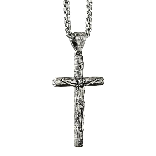925 Sterling Silver Crucifix Necklace Pendant for Men, Jesus Cross Necklace for Women