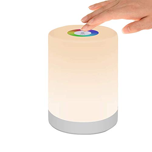 NIAGUOJI Luz nocturna LED, control táctil cargable Smart lámpara de mesita de noche, regulable RGB Modos de cambio de color para niños, dormitorio, oficina y camping, 2,4 W Cover