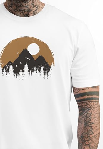 Neverless Herren T-Shirt Outdoor Print Natural Badge Logo Wandern Fashion Streetstyle SommerlichComfortable Outdoor-Akti