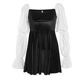 Dress Velvet Velvet Robes High Taille Collier Square C'était Une Mince Robe-Ligne for la Robe de Polyester de la fête Dresses for Women (Color : Svart, Taille : XL)