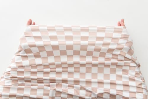Little Jump Multi-use Baby Carseat Cover, Breathable Nursing Cover, High Stretchy Infant Carseat Canopy, Stroller Cover, Car Seat Covers for Bbies, Boys & Girls (Cream Checkered) - Thumbnail 5