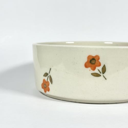 Image of SNS Handmade Ceramic Serving Bowl Set (Pack of 2) | Microwave Safe Cute Ceramic Bowl Set | Aesthetic Snack, Salad, Cereal, Dessert & Soup Bowl | Premium Kitchen & Breakfast Bowl (Red Florette Bowl)