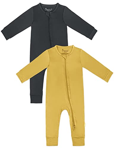 Image of Jimonda Baby Romper Boys Girls Bamboo Pajamas 2-Way Zipper Footless Unisex Long Sleeve Sleepers Sleep and Play 0-24 Months