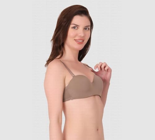 Image of Brachy Women's Every Day's Padded Underwired Demi Cup Bra T Shirt Padded Underwired Pushup Bra 85% Poly Cotton, 15% Elastane