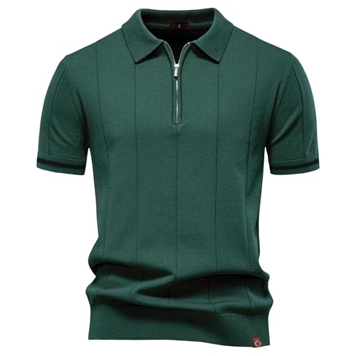 Chemise de golf homme haut de gamme zippée en maille côtelée