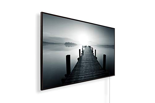 Preisvergleich Produktbild Könighaus Infrarot Bildheizung HD Qualität mit TÜV / GS + 5 Jahre Herstellergarantie Schwarzer Rahmen Doppelter Überhitzungsschutz inkl. Thermostat- 1000W - Motiv: 1. Steg gerade