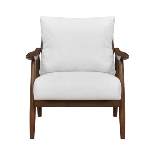 Sillón Textil Beige Estructura Madera Rubberwood miniatura 3
