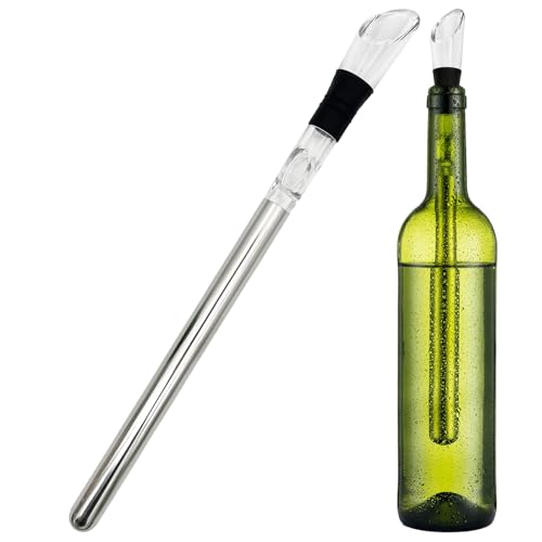 Stainless Steel Wine Chiller Stick with Aerator & Pourer Iceless Fast-Cooling Wine Tool & Gift Accessory