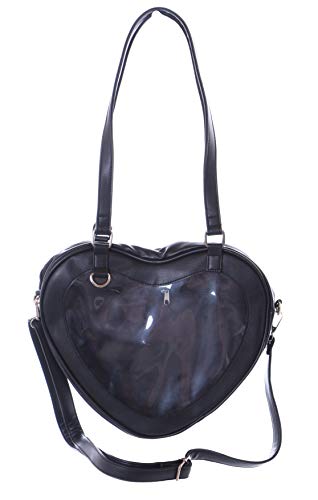Sac à bandoulière cœur noir transparent fini les sacs gothiques trop lourds