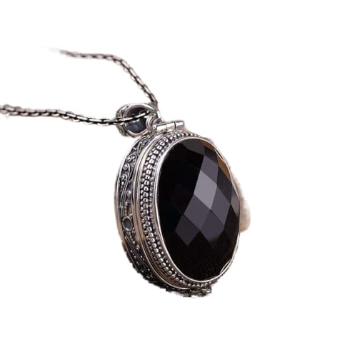 Collier boîte Gawu argent S925 cadeau de personnalité avec agate rétro unique