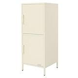 ML-Design Archivador de Oficina 40x101,5x40cm Acero Crema Armario Independiente Auxiliar Metálica con 2 Puertas y 2 Estantes Ajustables Mueble Multiusos para Almacenamiento Documentos