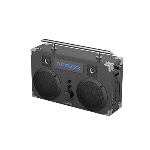 Bumpboxx Bluetooth Boombox Ultra Black | Retro Boombox with Bluetooth Speaker | Rechargeable Bluetooth Speaker