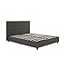 DHP Emily Upholstered Platform Bed with Modern Vertical Tufted Headboard, No Box Spring Needed, Queen, Gray Linen