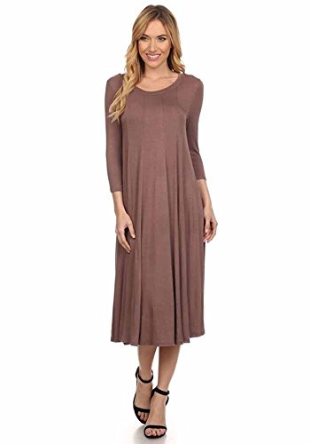 Private Label Women's A-line Midi Dress (Large, Mocha)