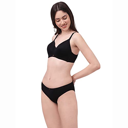 Image of SOIE Women's Full coverage, Padded, Non-wired Seamless Bra with Medium coverage brief