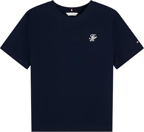 Tommy Hilfiger Damen T-Shirt Kurzarm Script mit Rundhalsausschnitt, Blau (Dark Night Navy), XS – Ansicht 5