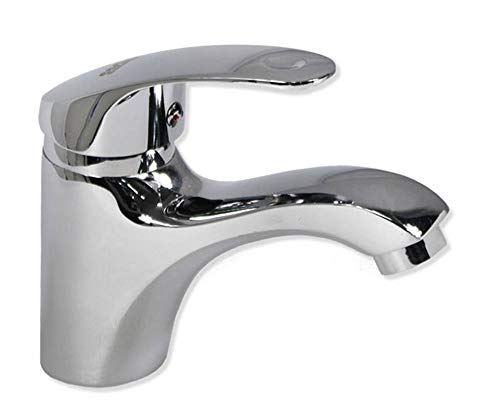 Vetrineinrete® Rubinetto per lavabo miscelatore monoleva regolabile acqua calda e fredda monocomando monoforo da bagno in ottone cromato 52328 F23