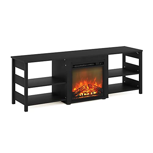 Furinno Classic 70 Inch TV Stand with Fireplace, Americano