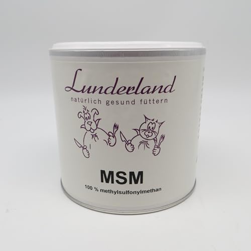Lunderland MSM Pulver | 400 g | Einzelfuttermittel für Hunde & Katzen | 100% Methylsulphonylmethan