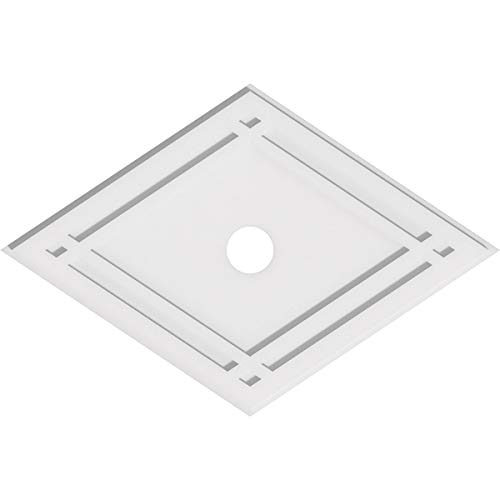 Image of Ekena Millwork CMP32X21DD-03000 Diamond Architectural Grade PVC Contemporary Urethane Ceiling Medallions 32 inchW x 21 3 /8 inchH x 3 inchID x 11 1 /4 inchC x 1 inchP