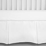 TILLYOU White Pleated Crib Bed Skirt for Baby Boys Girls, 100% Natural Soft Dust Ruffle, Standard...