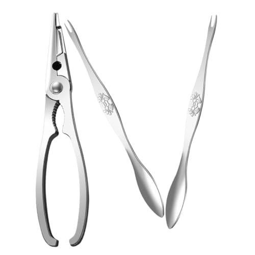 ULTECHNOVO Utensili per Crustacei Acciaio Inossidabile Include Pinza per e Forchette per Mare per Feste