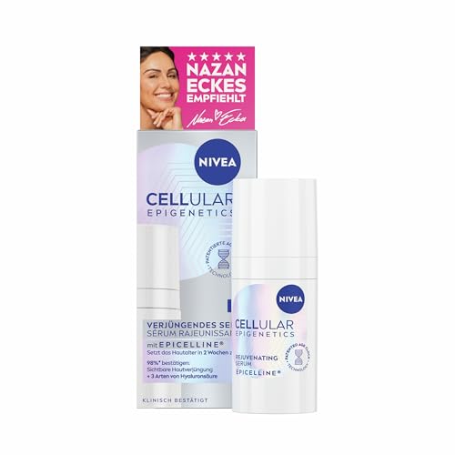 NIVEA CELLULAR Epigenetics Verjüngendes Serum mit EPICELLINE®, setzt das Hautalter in 2 Wochen zurück, revolutionäre Gesichtspflege mit 3 Arten Hyaluronsäure (15 ml)