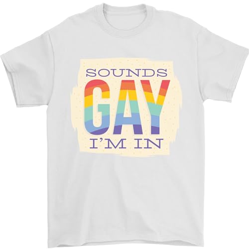 Sounds Gay Im in Funny LGBT Gay Pride T-shirt da uomo 100% cotone, bianco, XL