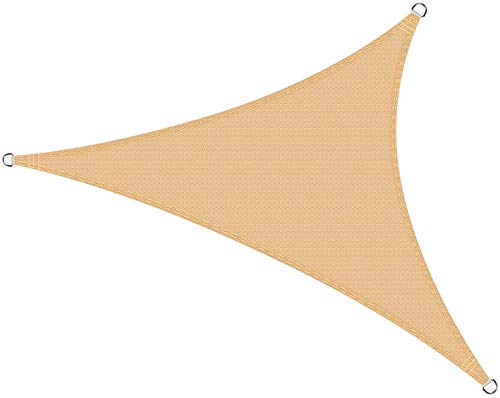 Cool Area Toldo Vela de Sombra Triangular 3.6 x 3.6 x 3.6 Metros Protección Rayos UV, Resistente y Transpirable para Patio Exteriores Jardín, Color Arena Cover