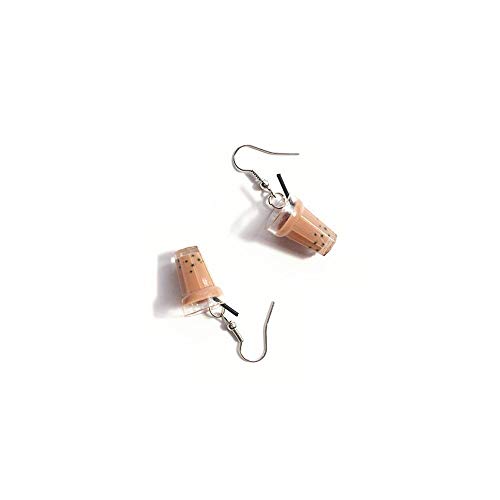 Cute Pearl Milk Tea Dangle Earrings Green Bubble Tea Funny Earrings for Women Drink Lover Party Play Earrings-Brown -  JOYID