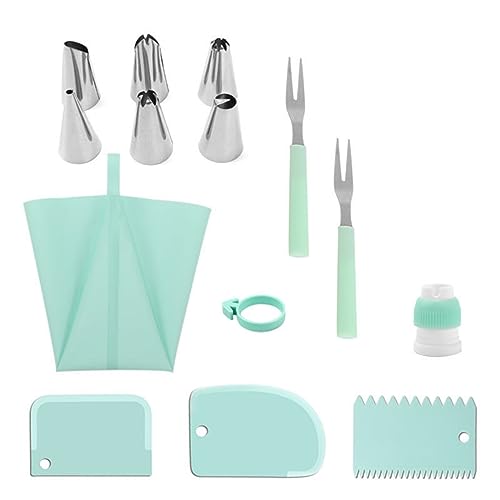 CHSEEO Douille Patisserie Poches à Douille 14 Pcs, Set Pâtisserie Lavable et Silicone Réutillisables et Adaptateur, Ustensiles à Pâtisserie DIY Kits pour Décoration de Cupcake et Muffins Gâteaux #6
