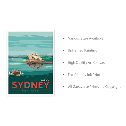 Gaeaverse Australia Sydney Opera House World City Landscape Paintings Vintage Travel Poster Retro Wall Stickers Art Print Painting Home Decoration (12X18 Inch) #TOP1