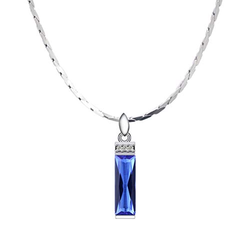 QZQJUILU Collar Colgante Collar Colgante De Zafiro Sintético Collar Cadena De Clavícula Femenina Más Collar De Plata 925 16/18 Pulgadas Collar De Damas Collar De Mujer