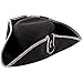 BLUE PANDA Black Pirate Hat and Patch - Adult One Size Fits Most, 22 in - Tricorn Style Hat for Cosplay & Costume Parties