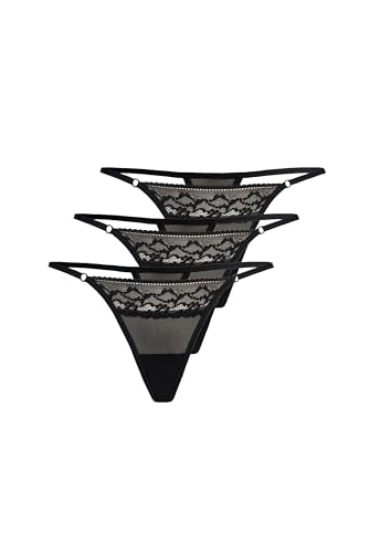 String femme Teyli Erori sous-vêtement invisible string noir dentelle confortable