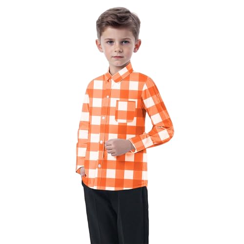 Boys and Girls Plaid Shirts Long Sleeve Flannel Shirt Jackets Casual Fall Button Down Tops 3 Months - 8 Years4