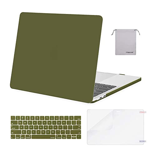 MOSISO Compatible with MacBook Pro 13 inch Case 2020-2016 Release A2338 M1 A2289 A2251 A2159 A1989 A1706 A1708, Plastic Hard Shell Case&Keyboard Cover Skin&Screen Protector&Storage Bag, Capulet Olive