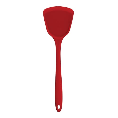 Helen's Asian Kitchen Silicone Wok Turner and Stir Fry Spatula, 13-Inches, Red