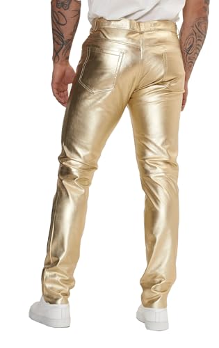 Men's Genuine Leather Pants for 70s Party, Cowboy Western Native Casual Breeches Fashion Pant4