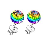 Pendientes de bola de cristal coloridos, color arcoíris, circonita cúbica, aretes de moda para mujer, uso diario, accesorios hechos a mano, Multicolour, como se describe, como se describe