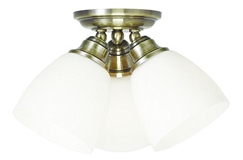 Livex Lighting 13664-01 Somerville 3-Light Ceiling Mount, Antique Brass