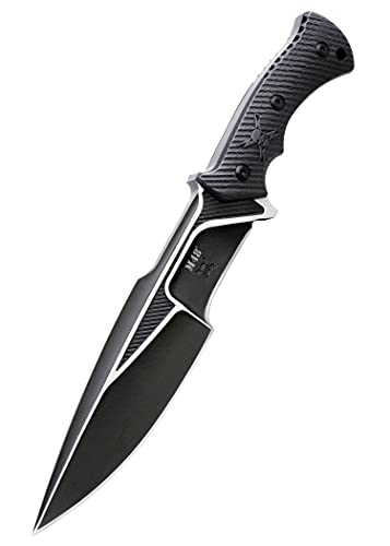 M48 Liberator Sabotage II Combat Knife and Vortec Belt Sheath - Cast Stainless Steel, Black Oxide Coating, Layered G10 Handle, Lanyard Hole, Valuable Addiition to Tactical Gear - Length 13 1/2”