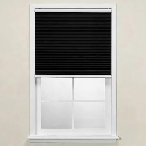 Store plissé ouverture double sens noir opaque 57x270