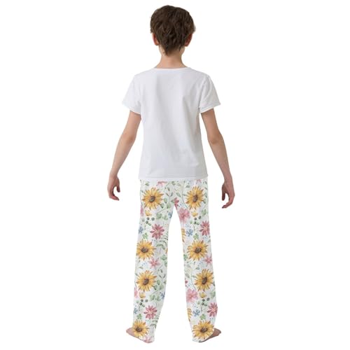 ZZKKO Watercolor Flowers Sunflower Boys Pants for Kids Jogger Pants with Pockets S-XL3