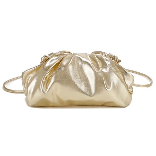 E Formal Clutch Purse for Women Soft Vegan Leather Pleated Dressy Evening Clutch for Weddings, Proms, Cocktail Party