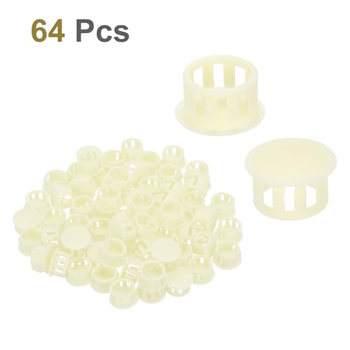 Image of MECCANIXITY 64PCS 16mm(5 /8 inch) Cream White Plastic Hole Plugs, Flush Type Panel Hole Plugs Insert End Caps for Locking Hole Tubes Furniture Cabinet