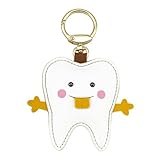MUCKLILY Llavero Funda de Cuero para Tarjeta de Acceso, Colgante de Dibujos Animados Diseño de Animal y Dientes, Protector Decorativo para Localizador, Accesorio Práctico para Mochila
