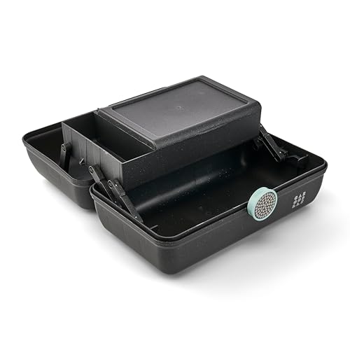 Image of Caboodles On-The-Go Girl Makeup Box, Black Sparkle, Show Girl Collection, Hard Plastic Makeup Organizer Box, Built-In Mirror, Secure Latch for Safe Travel, Spacious Storage for Large Items