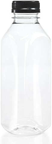 (12)16 oz. Clear Food Grade Square Plastic Juice Bottles with Tamper Evident Caps 12/Pack