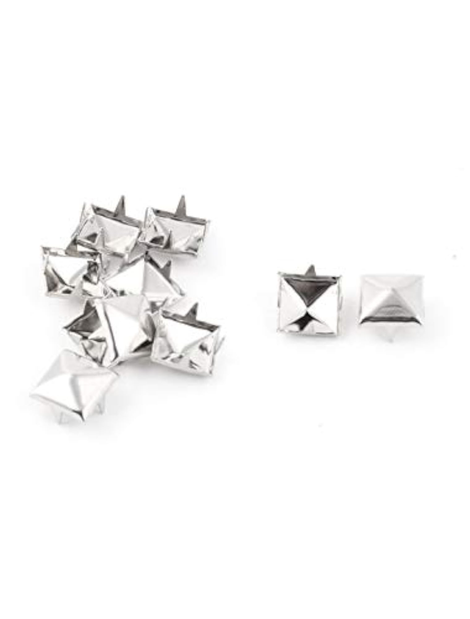 10pcs Silver Tone Metal Square Pyramid Shape DIY Rivet Studs